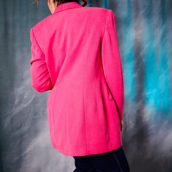 Vintage Ellen Tracy for Linda Allard 80's Hot Pink 100% Silk Blazer Jacket Size - Picture 6 of 12
